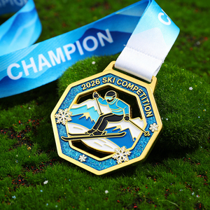 Manufacturer Wholesale Custom Medals Zinc Alloy 3d Design Logo Medal Sports Metal Skating Competition Medal with <b>Ribbon</b> - Product Image 1