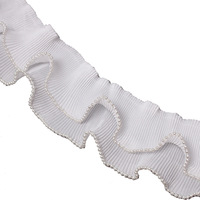 9cm Taille Double Couches Dentelle Plissée Blanc Élastique Maille Perle Lacets Vêtement Tissu Accessoires