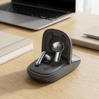 Souris sans fil compacte 2-en-1 avec étui de chargement et écouteurs intégrés – Accessoire de bureau