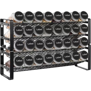 Metal Empilhável Spice <span class=keywords><strong>Rack</strong></span> Wall Mount Countertop Spice <span class=keywords><strong>Rack</strong></span> Organizador De Armazenamento Prateleira para Cozinha <span class=keywords><strong>4</strong></span>-Tier Spice Organizer <span class=keywords><strong>Rack</strong></span> - Product Image 1