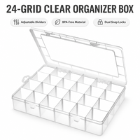 Boîte en plastique transparente réglable à 24 compartiments sans bisphénol A, équipée d'un double verrouillage à pression pour outils et vis