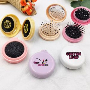 Peigne démêlant massant portable pliable avec finition en alliage de zinc, mini miroir intégré, idéal pour les voyages des enfants - Product Image 5
