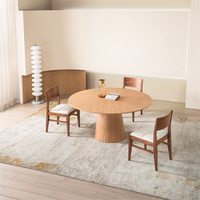 Vente en gros Table à manger ronde en bois moderne Ensemble table à manger 6 places en placage de frêne