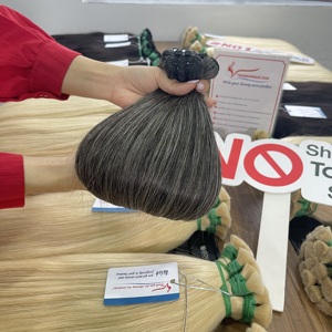 NOUVEAU PRODUIT cheveux de couleur grise foncée naturelle pour tous les cheveux humains machine d'extension de cheveux double trame - Product Image 4