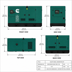 Generador Diésel OEM Cummins Refrigerado por Agua de 100kW-300kW, Silencioso, para Uso Doméstico de Reserva, con Controlador ComAp DSE, Tipo Canopy - Product Image 4
