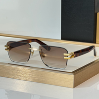Lunettes de soleil de luxe sans monture à bords taillés avec verres UV400, rectangulaires, pour hommes et femmes, de haute qualité avec bords coupés