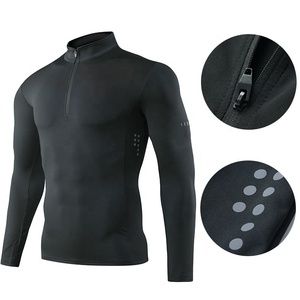 Wholesale Long Sleeves and Short Sleeves Half <strong>Front</strong> <strong>Zip</strong> Quick Dry Running Wear, Running Shirt, Running Clothes - Product Image 1