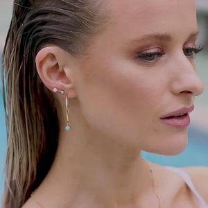 2025 venta al por mayor Nueva joyería Punk de moda fina de alta calidad 14K oro latón turquesa pendientes de aro para mujeres - Product Image 4