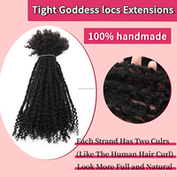 Extensions de Locs Cheveux Humains Afro Crépus Goddess Boho Serrées avec Pointes Bouclées, Vente en Gros, 8-16 Pouces, 0.6 cm