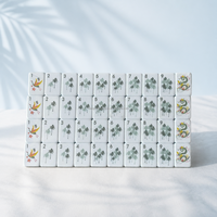 Ensemble de tuiles de mahjong américain en acrylique gravé bleu brise marine de luxe, tapis, supports, jeux de table, cadeaux, divertissement, vente en gros d'usine