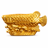 Statue Feng Shui Arowana Poisson Dragon Ornement Sculpture de Richesse avec Pièces Chinoises Porte-Bonheur Décoration de Bureau et de Maison en Alliage de Zinc Rond Dunyi
