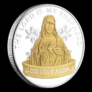 Regalo commemorativo ricordo placcato in argento il <span class=keywords><strong>signore</strong></span> è il <span class=keywords><strong>mio</strong></span> tema del pastore gesus moneta religiosa - Product Image 2
