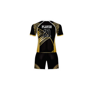 フル昇華ラグビージャージーオールブラックカスタムメイドグラデーションラグビーユニフォームタッチラグビーシャツ - Product Image 3