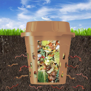 Composteur à vers de terre encastrable pour extérieur avec couvercle, bac à vermicompost souterrain, seau à compost en plastique pour déchets alimentaires de jardin et de cuisine - Product Image 6
