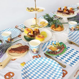 Set Completo <span class=keywords><strong>per</strong></span> Festa dell'Oktoberfest di Monaco, Piatti e Bicchieri di Carta Senza Stampa, Tovaglia <span class=keywords><strong>per</strong></span> Compleanni e Festival - Product Image 3