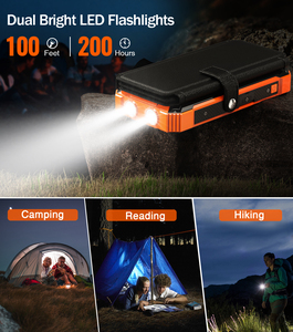 Batterie solaire 16000mAh, 5 panneaux, chargeur de téléphone sans fil, étanche, charge rapide, lampe LED de camping, fonction SOS, urgence - Product Image 4