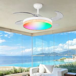 Moderner Metall-RGB-<span class=keywords><strong>LED</strong></span>-Deckenventilator mit DC-Motor, Fernbedienung, 42-Zoll-Flügeln, Beleuchtung, 6 Geschwindigkeiten, dimmbar, leiser Betrieb, für Wohnzimmer - Product Image 2