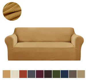 Meistverkauftes geometrisches Design 3-Sitzer Gold-Sofabezug Jacquard-Stretch-Band für Schlafzimmerschutz massives Muster großer Elasthan