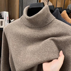 Suéter de Cuello Alto para Hombre, 100% Lana, Doble Solapa, 410g, Color Sólido, Capa Base, Tejido de Punto Puyuan - Product Image 4