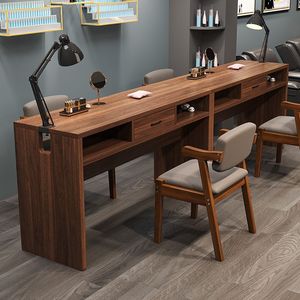 Mesa de Manicura con Superficie de Madera, Diseño Retro, para Salón de Belleza - Product Image 1