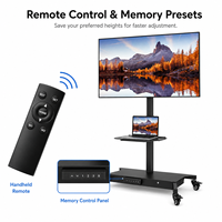 Support TV mobile motorisé moderne en acier, réglable en hauteur, avec roulettes robustes, capacité de charge de 60 kg, pour téléviseurs sans fil RF