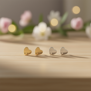 Orecchini a forma di cuore Angelina in acciaio inossidabile oro argento 6 mm per donna, gioielli alla moda, regalo Ref46217 - Product Image 2