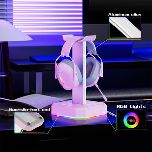 <span class=keywords><strong>Support</strong></span> pour <span class=keywords><strong>casque</strong></span> en alliage d'aluminium RGB avec 3 ports USB pour tous les casques, joueurs, PC <span class=keywords><strong>de</strong></span> jeu, accessoires pour écouteurs <span class=keywords><strong>de</strong></span> bureau - Product Image 4