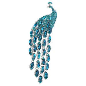 ShiChuang brooch with blue peacock Instagram celebrity rhinestone for girl cute pin corsage clothing accessories