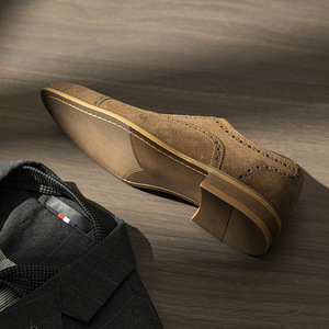 Chaussures en cuir pour hommes, style rétro, décontractées, formelles, en cuir véritable givré, chaussures Oxford trois pièces - Product Image 4