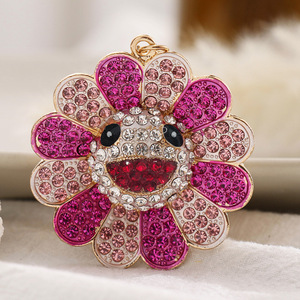 Nouvelle Tendance 2025 : Porte-clés Tournesol Scintillant Style Murakami avec Strass, Breloque de Sac, Accessoire de Mode Multicolore – Vente en Gros - Product Image 4