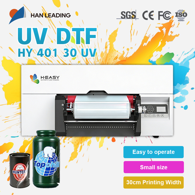 New 30cm A3 UV DTF Flatbed Printer 13200 U1 HD Printhead Automatic Sticker Printer UV Ink Direct Film Lamination All-in-One