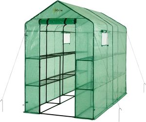 Invernadero de PE de 130g para Interiores y Exteriores, con 2 Niveles, 12 Estantes, Puerta con Cierre, Invernaderos Agrícolas para Plantas y Flores - Product Image 1