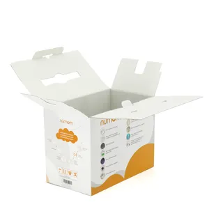 Kundenspezifische vollfarbige bedruckte wellpappe-box für spielzeugverpackung mit kunststoffgriff