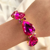 Bracelet tendance hexagonal en verre et alliage, ajustable et élastique, style mariée, best-seller transfrontalier Europe-États-Unis