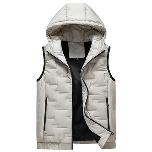 Gilet matelassé en polyester zippé pour homme – Nouvelle veste sans manches à capuche, tendance et formelle pour l'hiver, séchage rapide, col en V, léger et chaud – OEM - Product Image 1