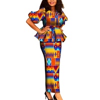 Ensembles jupe et haut drapé Ankara Dashiki africain pour femmes grandes tailles, respirant, écologique, coupe ajustée, motif floral, tenue formelle 2 pièces
