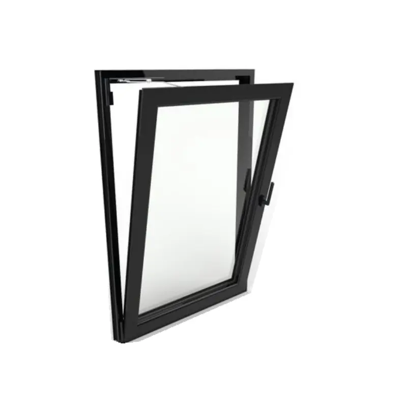 Thermally Broken Glazed Casement Aluminum Tilt and Turn Windows Black Color Aluminum Window Frame