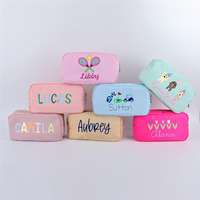 Keymay personnalisé brodé monogramme toilette maquillage cosmétique sac de rangement voyage pochette à glissière grande broderie pochette en Nylon