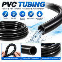 Tuyau en vinyle de 5/8 pouce de diamètre intérieur, 50 pieds, flexible, en PVC noir, pour l'irrigation des jardins, le transfert d'eau, les étangs, les fontaines, les pompes d'aquarium, le drainage