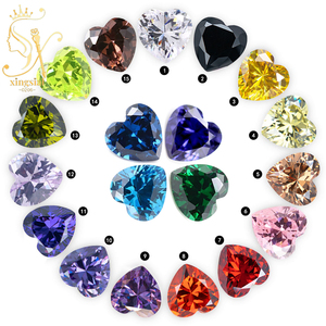 Vente en gros de pierres synthétiques en zircone cubique en forme de cœur, effet couleur et feu, pour bijoux, pierres CZ en vrac - Product Image 1