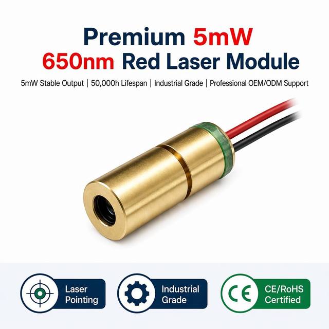 Stable 650nm 5mW Red Laser Emitter Module Industrial Precision Component for Laser Pointers and Educational Display Tools