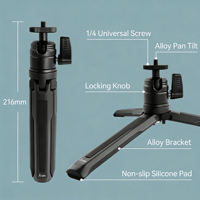 Uzatılabilir Mini Kamera Tripod'u, DSLR Kamera Web Kamerası Telefon Tutucu Selfie Çubuğu Vlog Tripod için 1/4 inç Vidalı