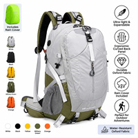 Sac à dos de randonnée ultra-léger 40L en tissu Oxford, unisexe, pour le voyage et les sorties en plein air, avec housse de pluie en polyester