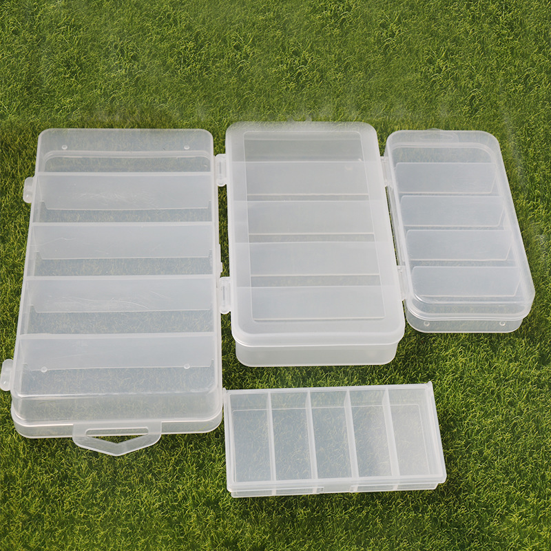 clear plastic tackle boxes bulk Pack Of 6 Mini Fishing With 4 Compartments, Transparent Lure Storage Bins For Hooks, Beads, Sinkers, Floats, And Small Gear, Slick 1 1/2 x 1 x 1 1/2 each cavity Outer Dimensions Tackle box x 2 clear