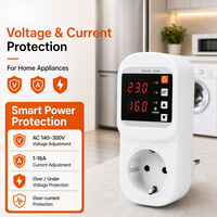 Prise de courant multifonction avec affichage LED double, protection contre les surcharges à récupération automatique 1-16A 220V pour la protection de l'alimentation CA