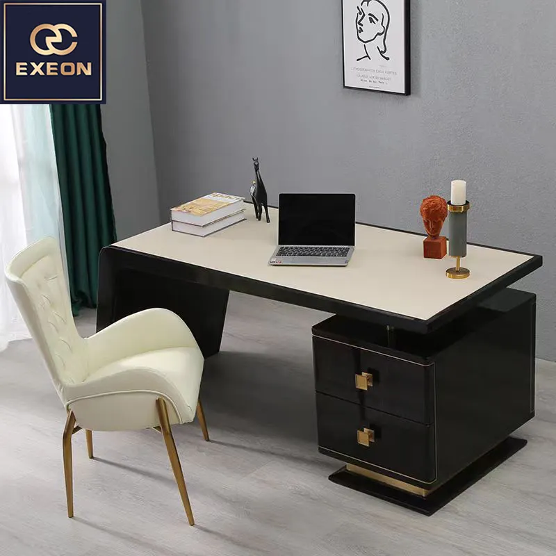 Office Table Wooden Luxury Classic Study Room Executive Solid Large Long Office Design Home Modern Antique Fixed Computer Desk