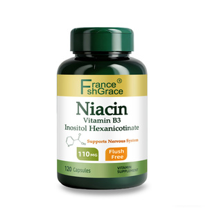 Fabricant de suppléments de niacine (vitamine B3) en contrat, sans OGM, sans gluten, pour la santé de la peau et l'énergie, 110 mg, 120 capsules de niacine - Product Image 1