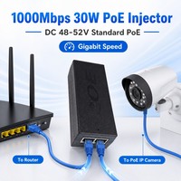 OEM ODM CE ROHS FCC Aprobación POE Adaptador 24V 48V 24W 100Mbps Inyector POE para UBNT Wireless AP