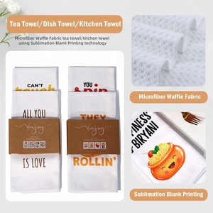 Eco2 bán buôn siêu Thấm Nhà Bếp khăn Set tùy chỉnh in trà khăn Waffle dệt món ăn khăn Set - Product Image 1