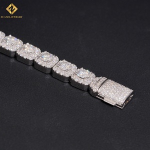 ZUANFA 925 Sterling Silver Cushion Square Halo Moissanite Tennis Bracelet VVS DEF Lab Grown Moissan <b>Iced</b> <b>Out</b> Sugar Cube Bracelet - Product Image 2